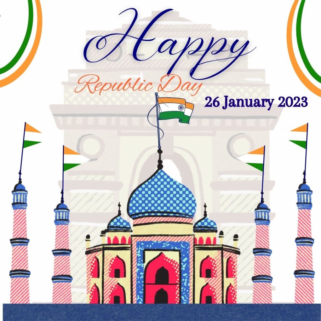 Celebrating Republic Day 26 January in India: How to A Look at the History and Meaning Behind the National Holiday: want to change it happy republic day taj mahal with 5 flag