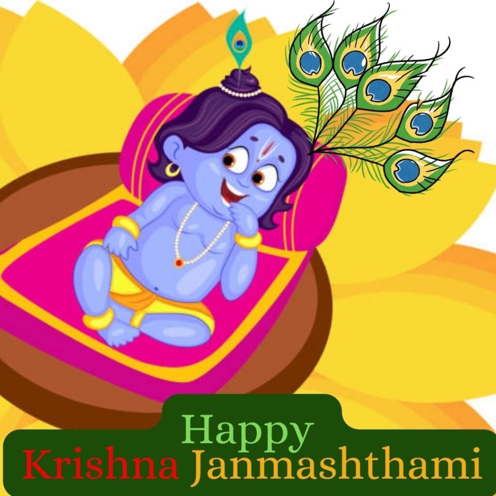 Happy Krishna Janmashthami Images 2023 Bal Krishna cartoon